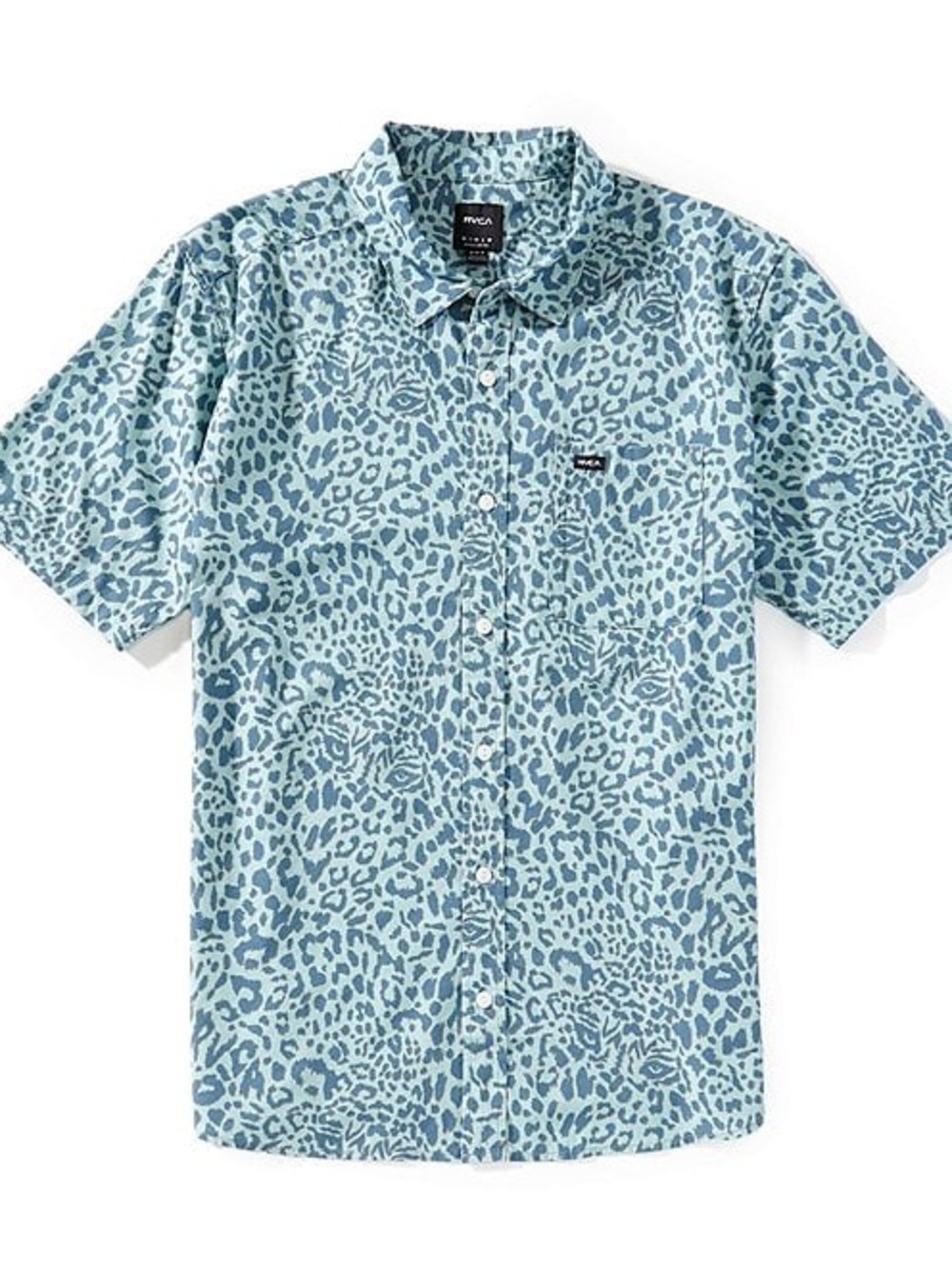 RVCA Anytime Cheetah Printed Short Sleeve Button-Down Shirt Men’s Large